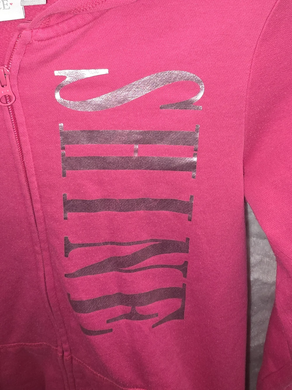 The Children's Place Hot Pink Zip-Up Hoodie with Silver 'SHINE' Graphic